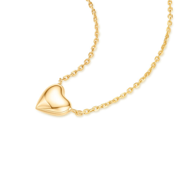 Goudvergulde hartvormige schakelketting 45 cm