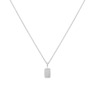 Rechthoekige schakelketting zilver 48 cm