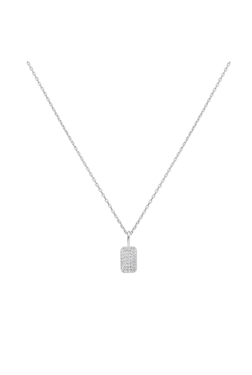 Rechthoekige schakelketting zilver 48 cm