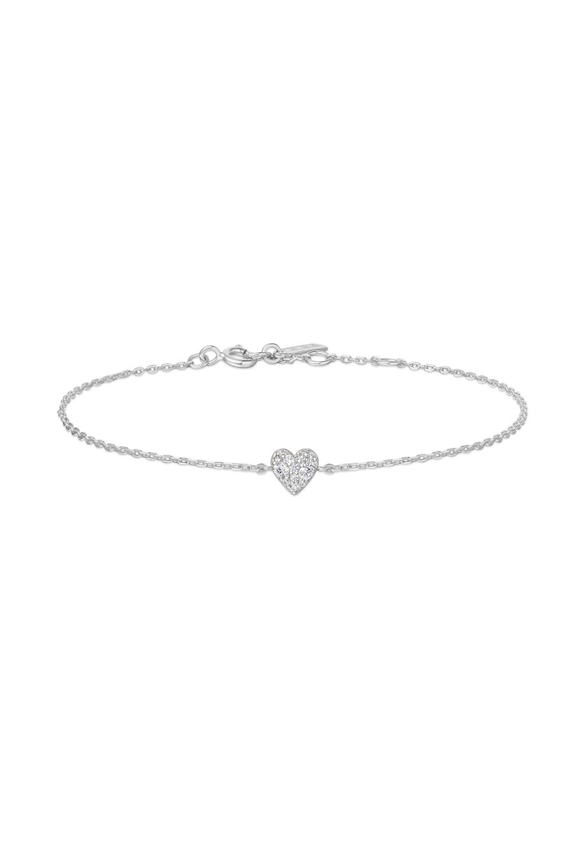 Hartvormige schakelarmband zilver 18,5 cm