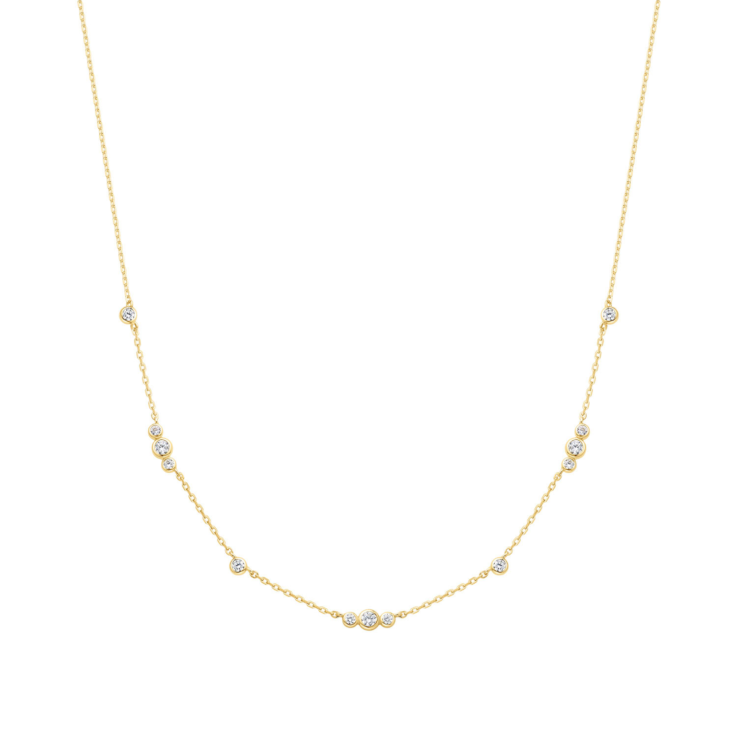 Zirkonia Sparkling Station Necklace - Gold Plated-1