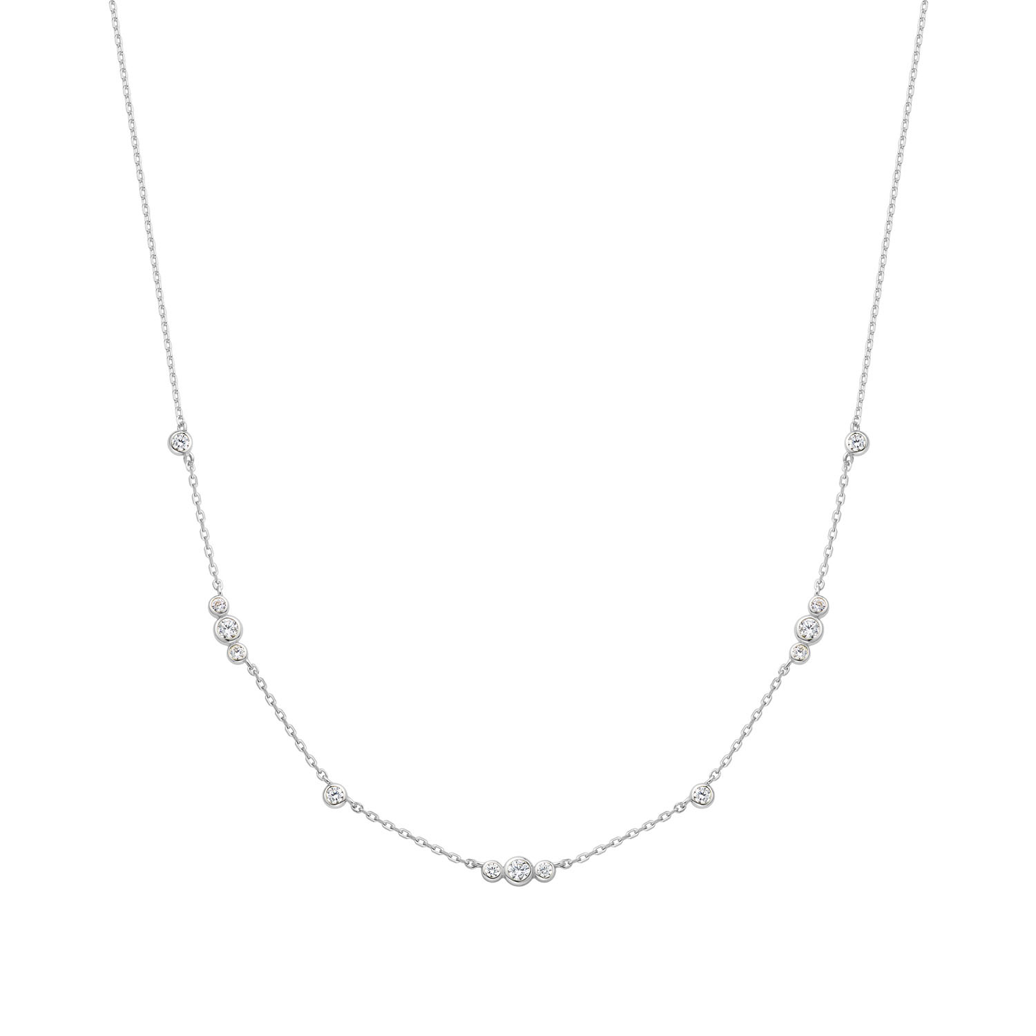 Sparkling Zirconia Station Necklace - Zilver-1