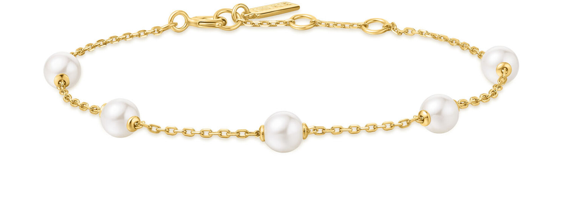 Gold Pearl Station Bracelet - Gold Plated