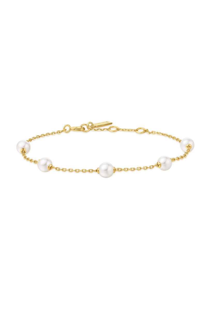 Gold Pearl Station Bracelet