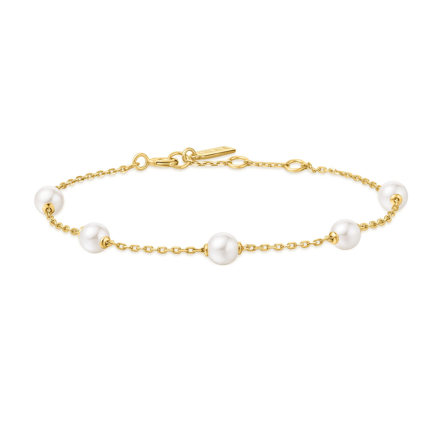 Gold Pearl Station Bracelet - Gold Plated-1