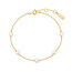 Goudvergulde twist schakelarmband met een zoetwaterparel 18,5 cm