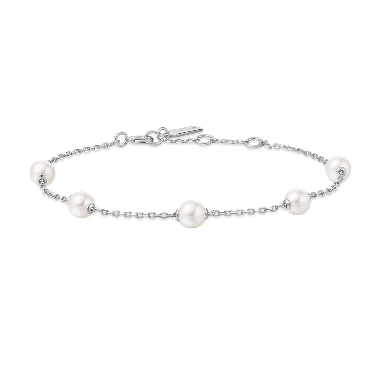 Silver Pearl Station Bracelet - Zilver-1
