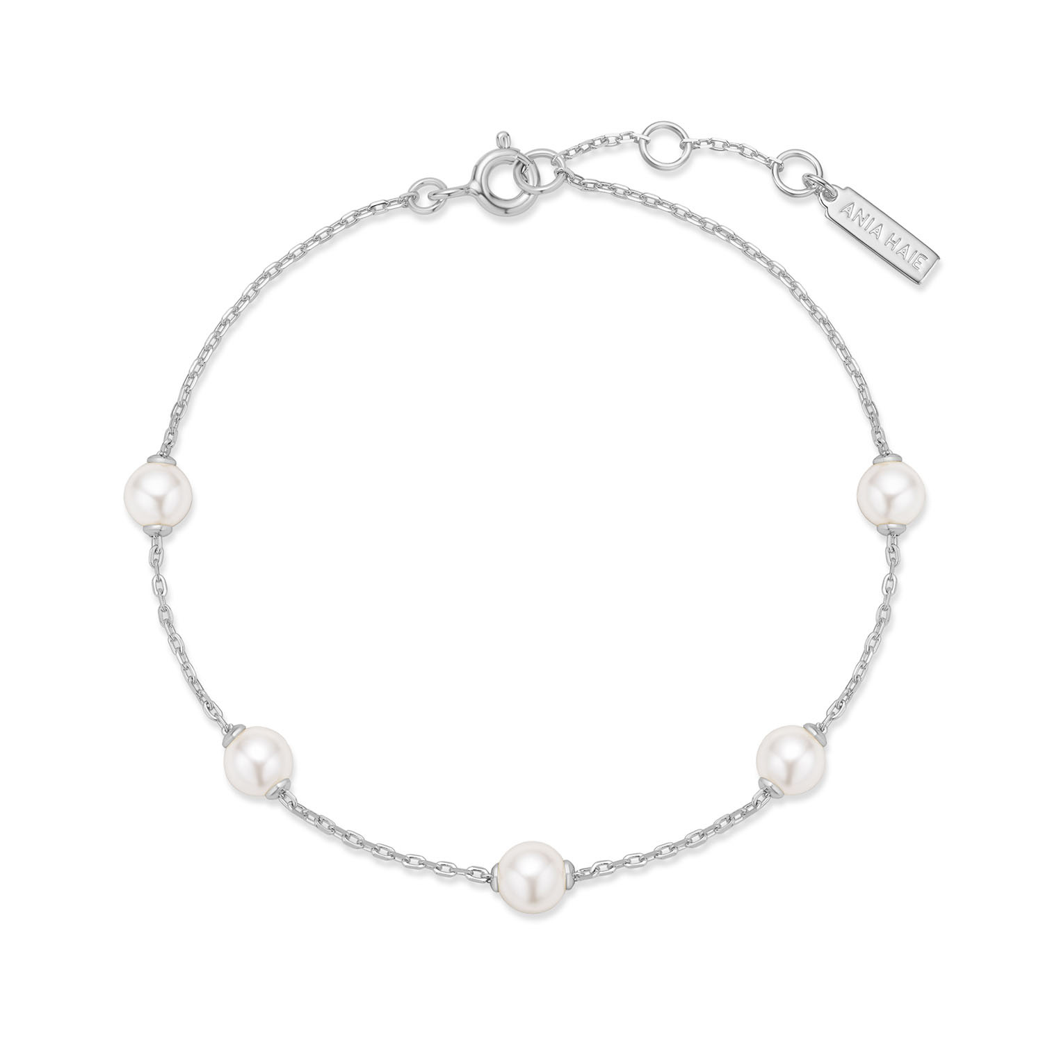 Silver Pearl Station Bracelet - Zilver-2