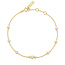 Goudvergulde twist schakelarmband met zirkonia steentjes 18,5 cm