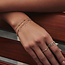 Zilveren ovale schakelarmband met zirkonia steentjes 18,5 cm