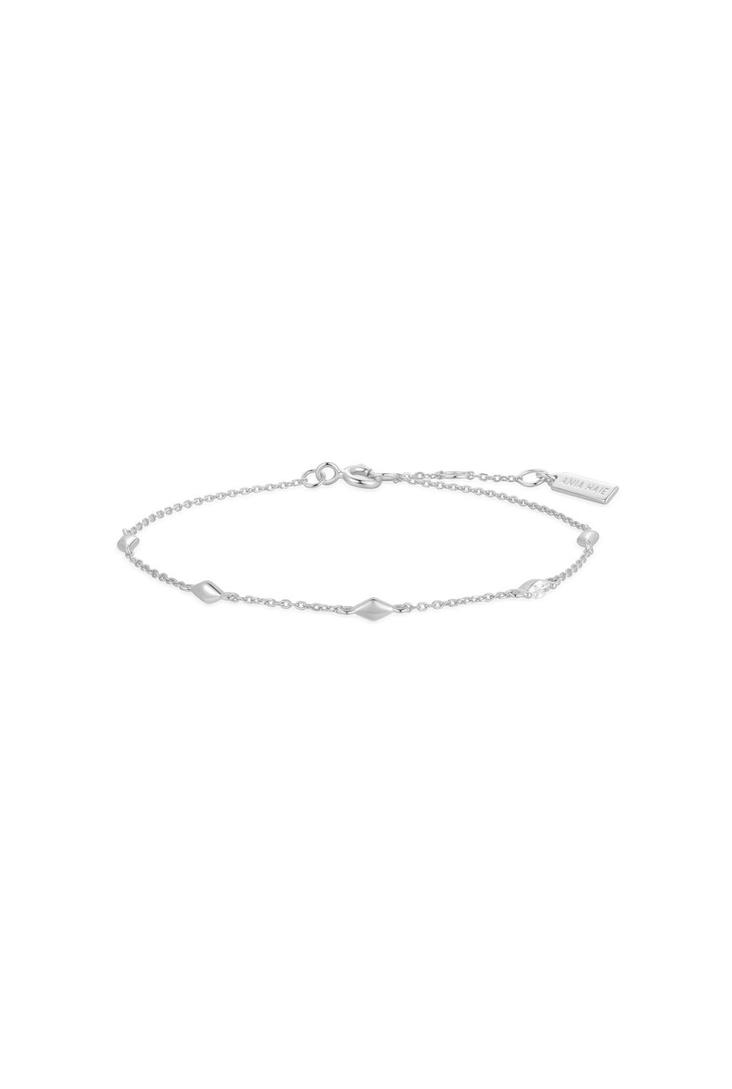 Ruitvormige schakelarmband zilver 18,5 cm