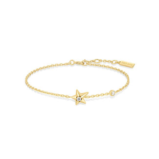 Stervormige schakelarmband goudverguld 18,5 cm