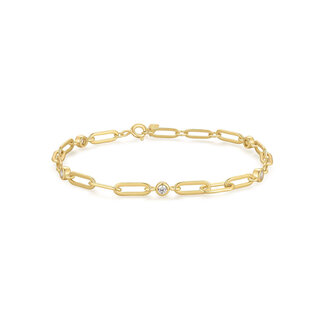 Paperclip schakelarmband goudverguld 19 cm