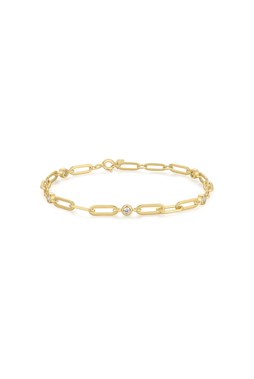 Paperclip schakelarmband goudverguld 19 cm