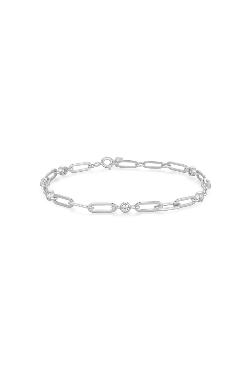 Paperclip schakelarmband zilver 19 cm