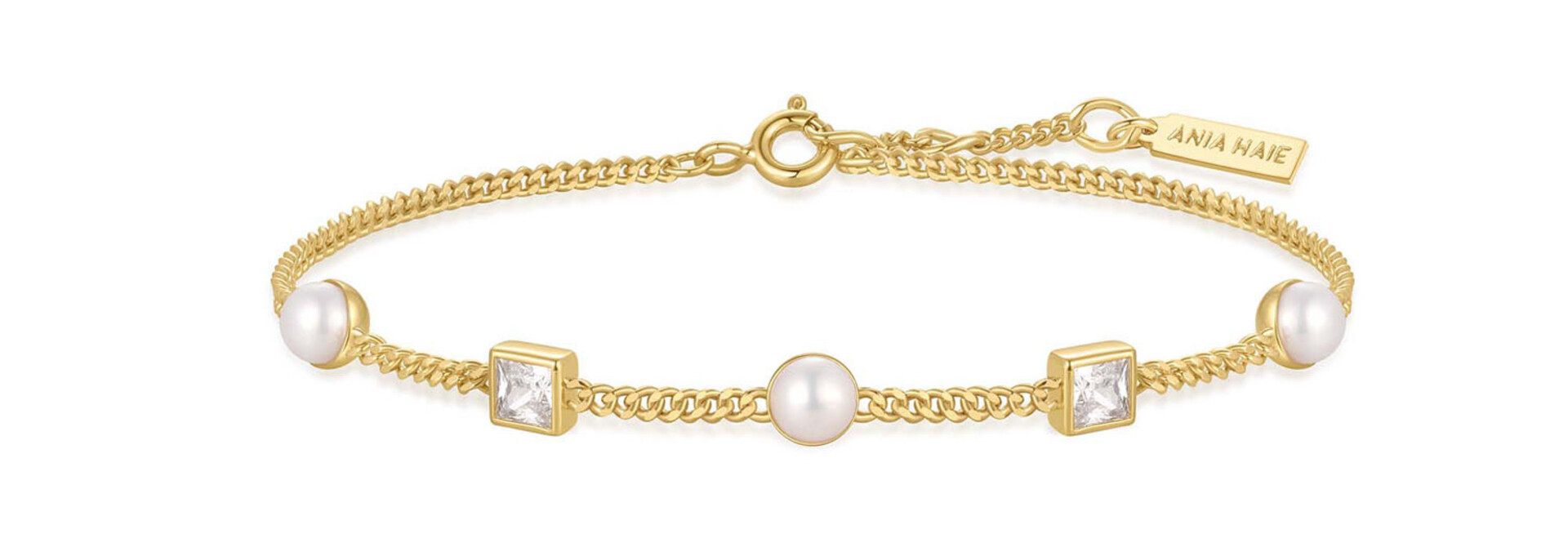 Gold Pearl Station Bracelet