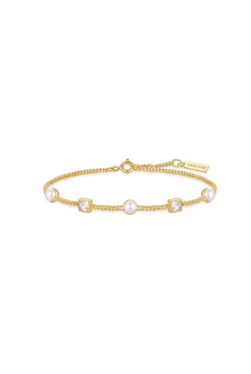 Gold Pearl Station Bracelet