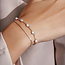 Zilveren gourmette schakelarmband met zirkonia steentjes en een zoetwaterparel 18,5 cm