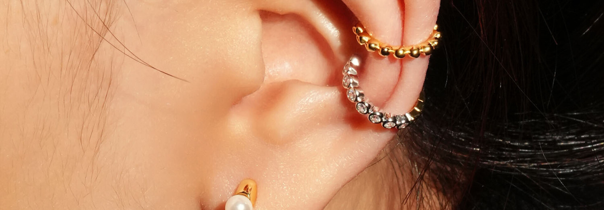 Gold Beaded Ear Cuff