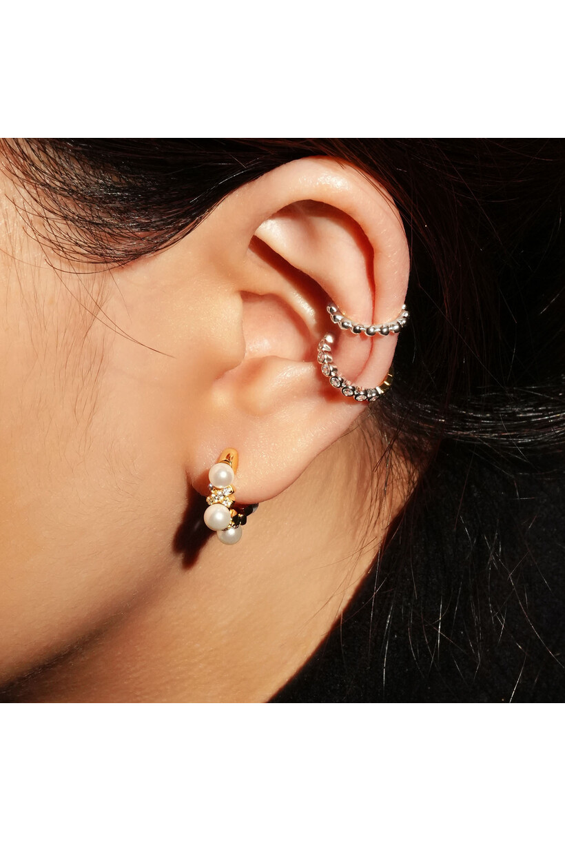 Silver Beaded Ear Cuff