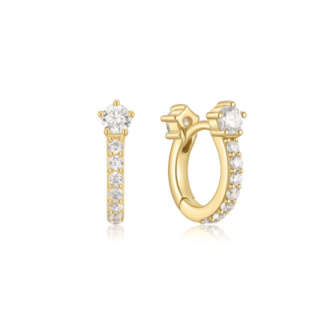 Goudvergulde oorring met zirkonia steentjes 8 mm