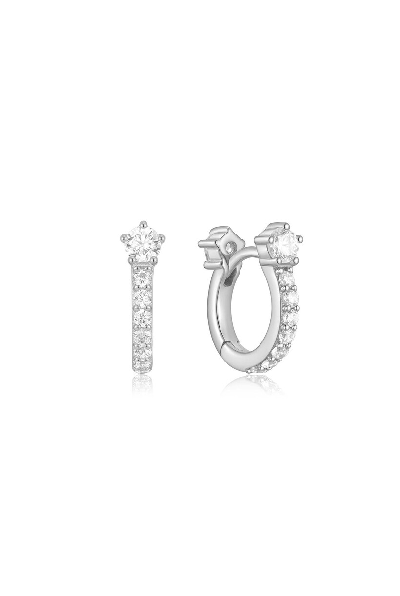 Silver Sparkling Pavé Hoop Earring