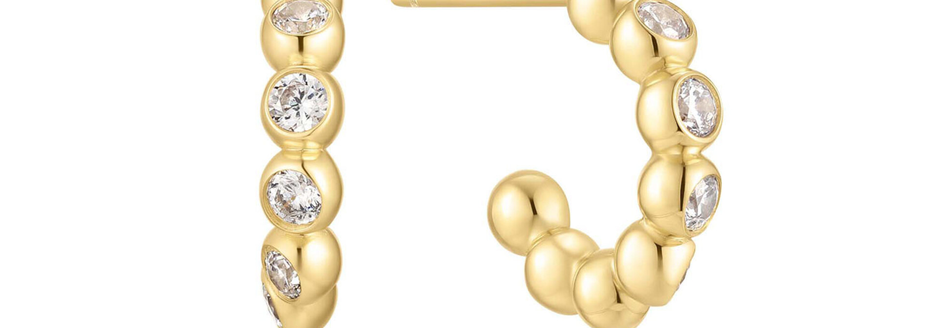 Gold Bezel Beaded Hoop Earring