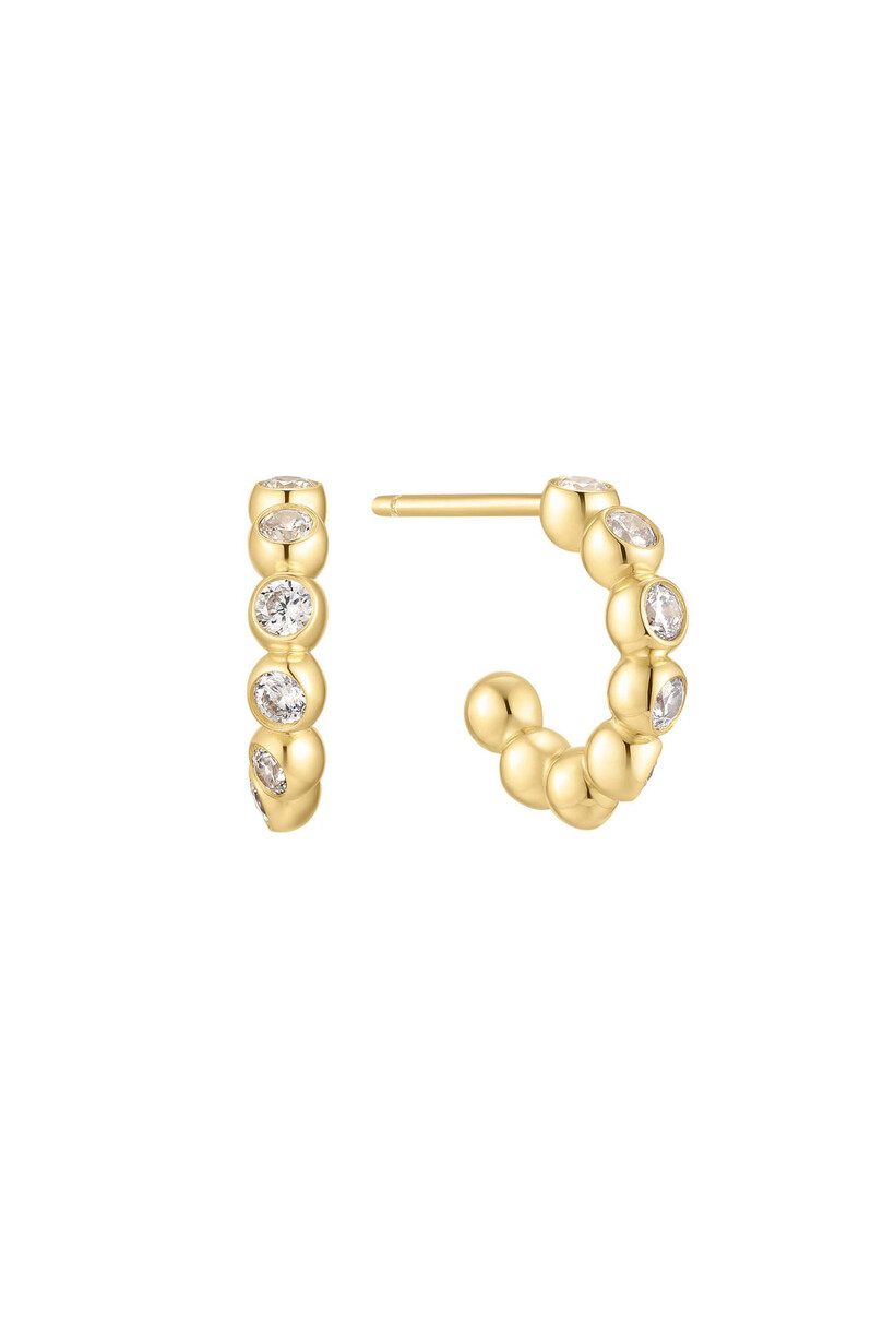 Gold Bezel Beaded Hoop Earring