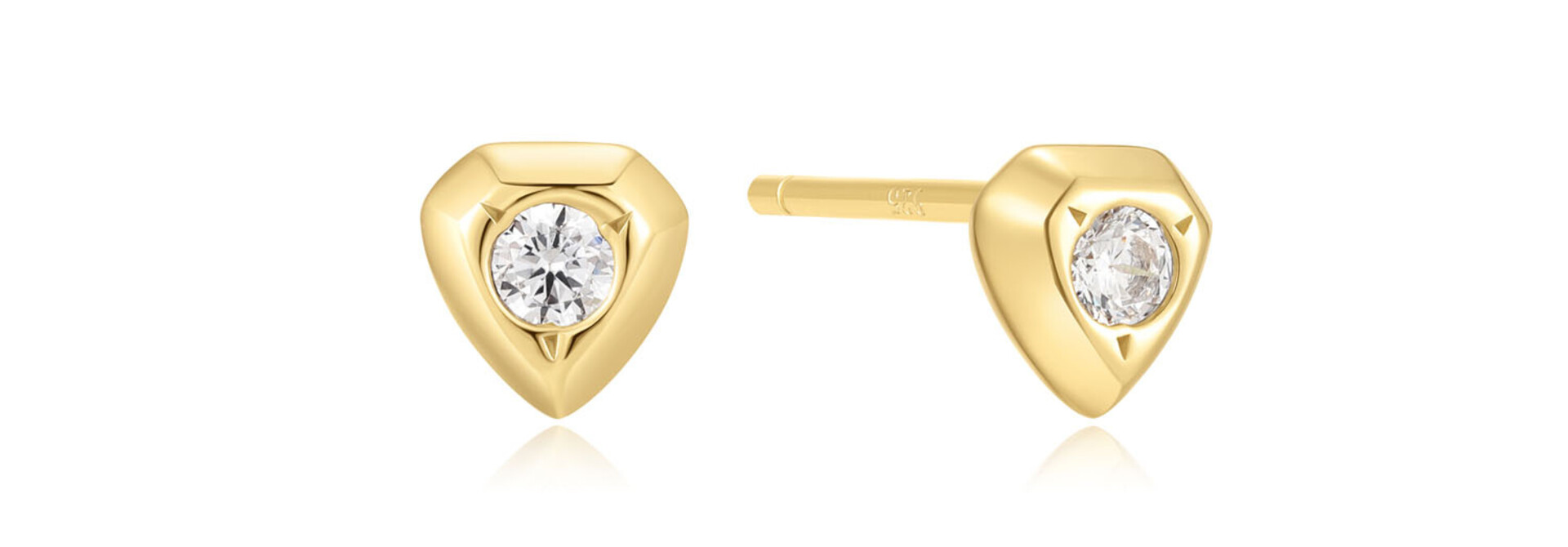 Gold Sparkling Shield Stud Earring