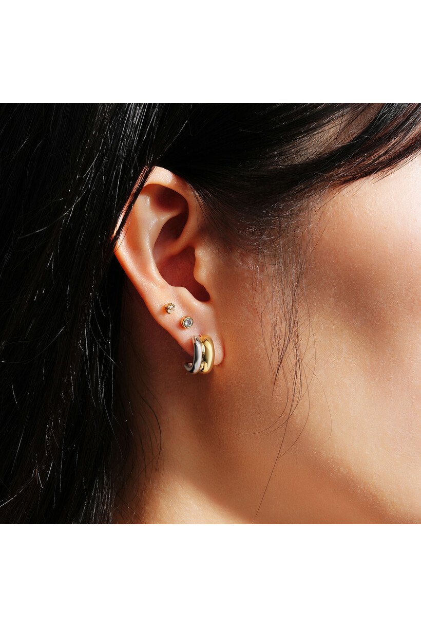 Two-Tone Duet Mixed Hoop Earring