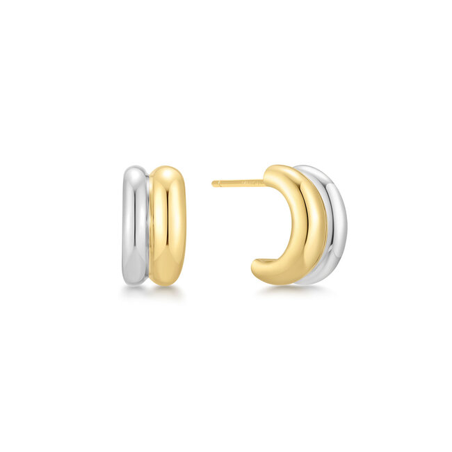 Bicolor duet oorringen 13 x 7 mm