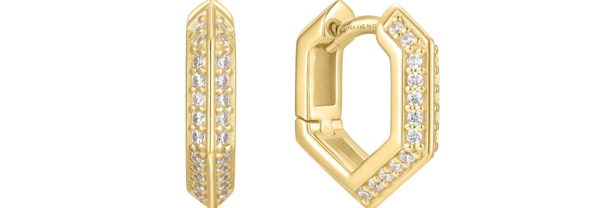 Gold Sparkling Shield Hoop Earring