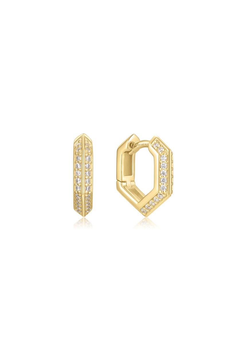 Gold Sparkling Shield Hoop Earring