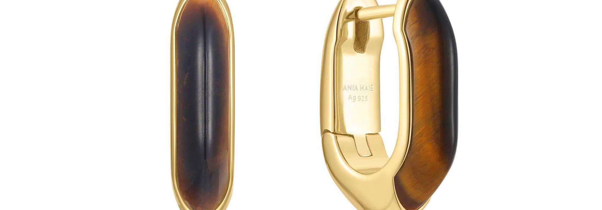 Gold Tiger Eye Hoop Earrings