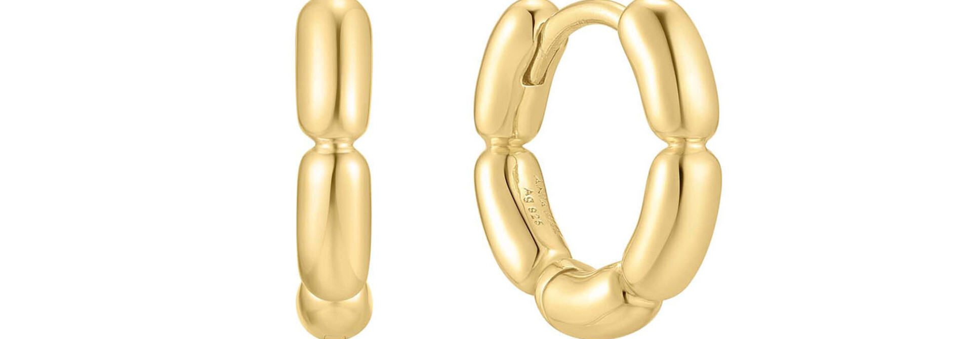 Gold Segmented Puffy Hoop Earring