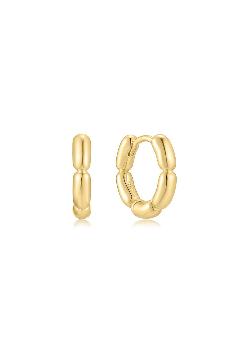 Gold Segmented Puffy Hoop Earring