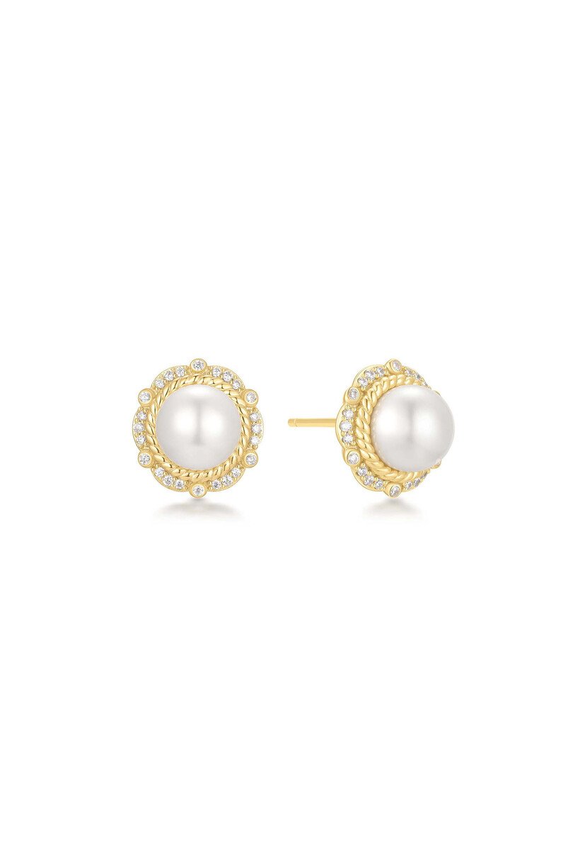 Gold Shell Pearl Bloom Stud
