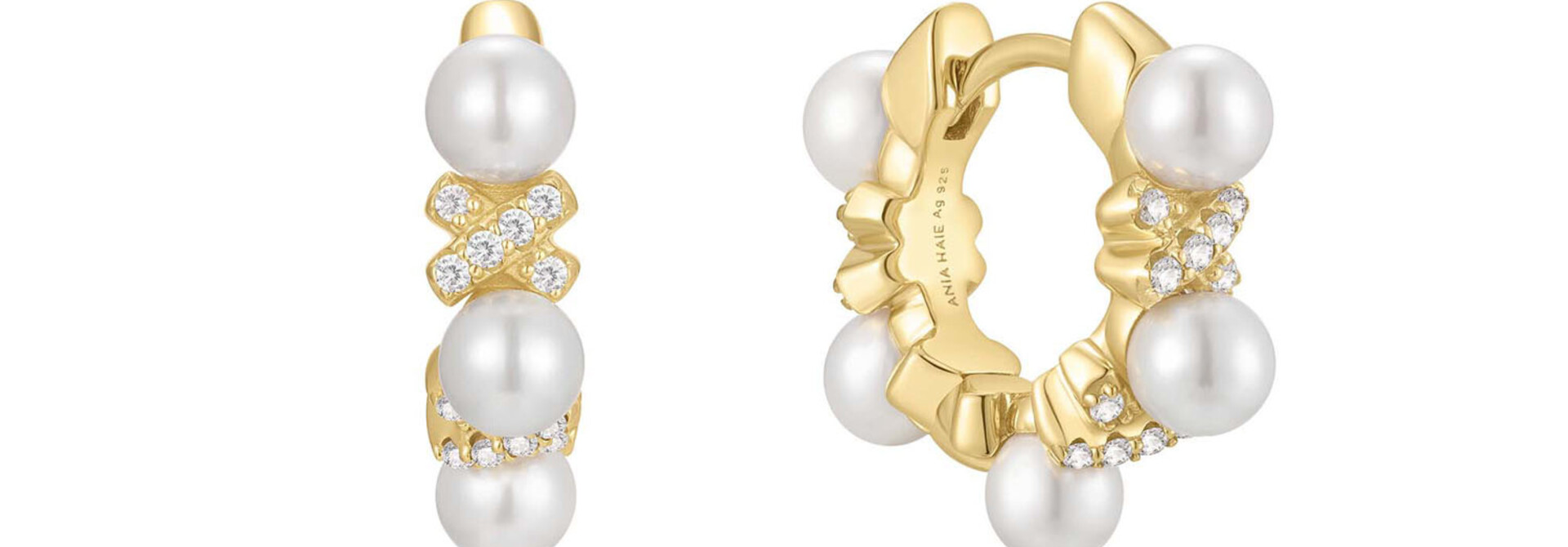 Gold Shell Pearl Hoop Earrings