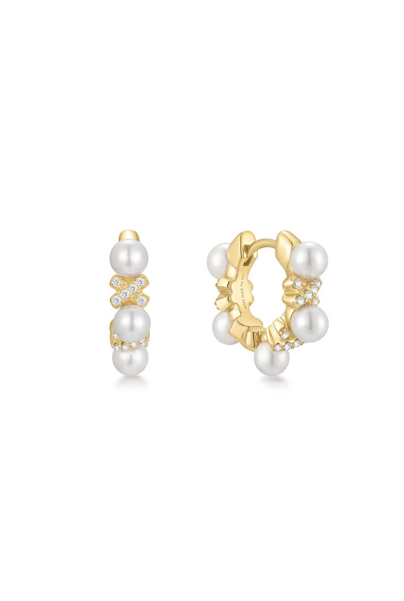 Gold Shell Pearl Hoop Earrings