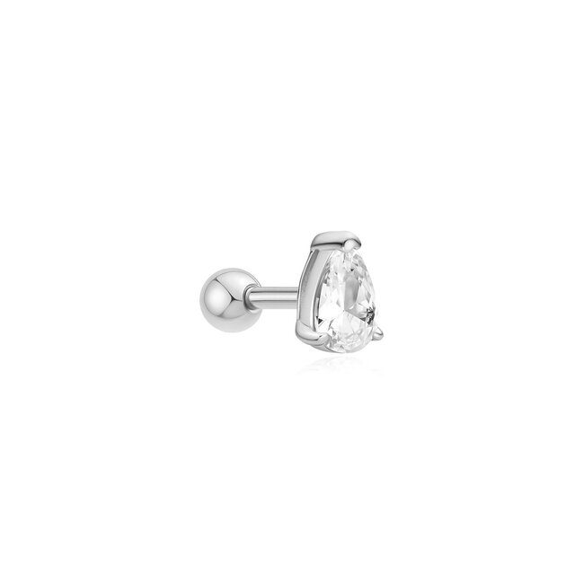 Zilveren oorknopje met zirkonia steentjes 6 mm