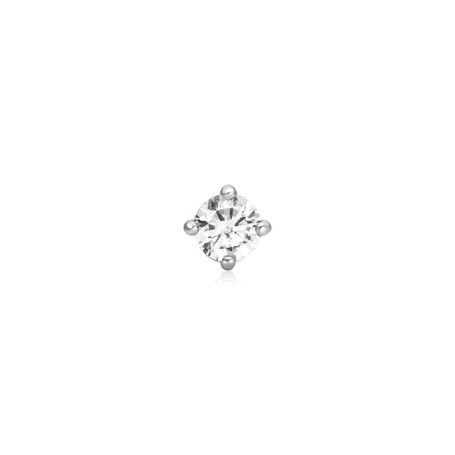 Zilveren vierkant oorknopje met zirkonia steentjes 4 mm