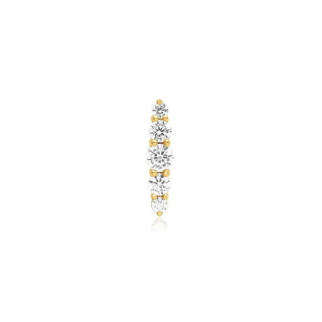 Goudvergulde ovaal oorknopje met zirkonia steentjes 11 mm