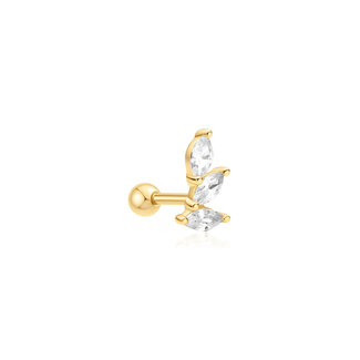 Marquise oorknopje goudverguld 8 mm