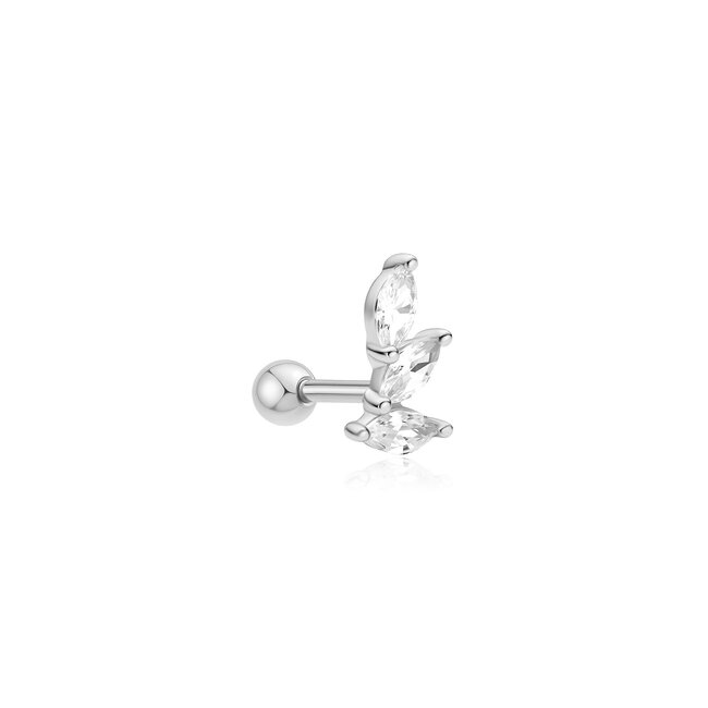 Zilveren marquise oorknopje met zirkonia steentjes 8 mm