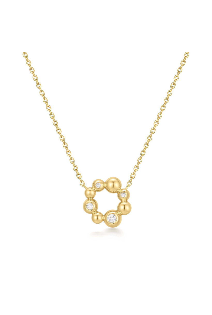 Gold Asym. Beaded Circle Necklace