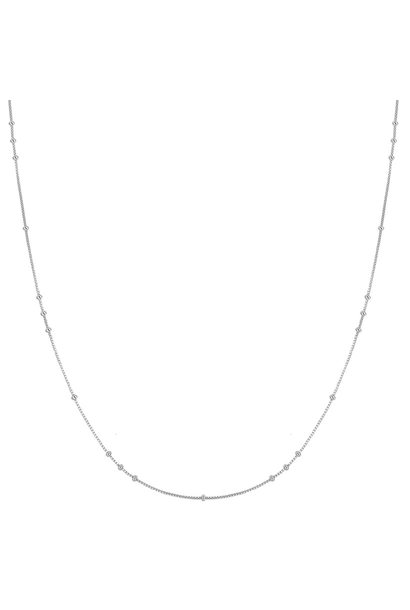 Silver Mini Bead Station Necklace