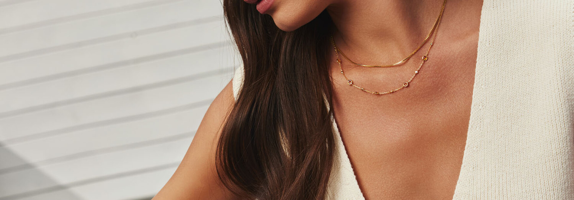 Gold Nano Gem Station Necklace