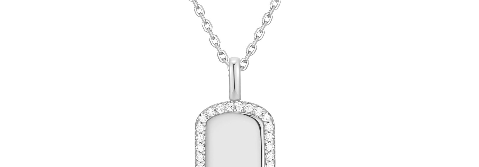 Silver Sparkling Tag Necklace