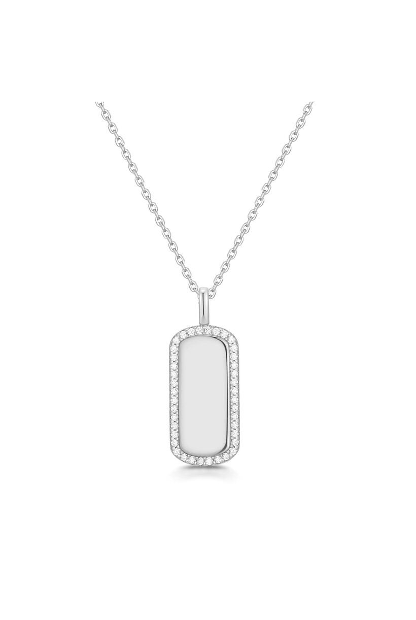 Silver Sparkling Tag Necklace