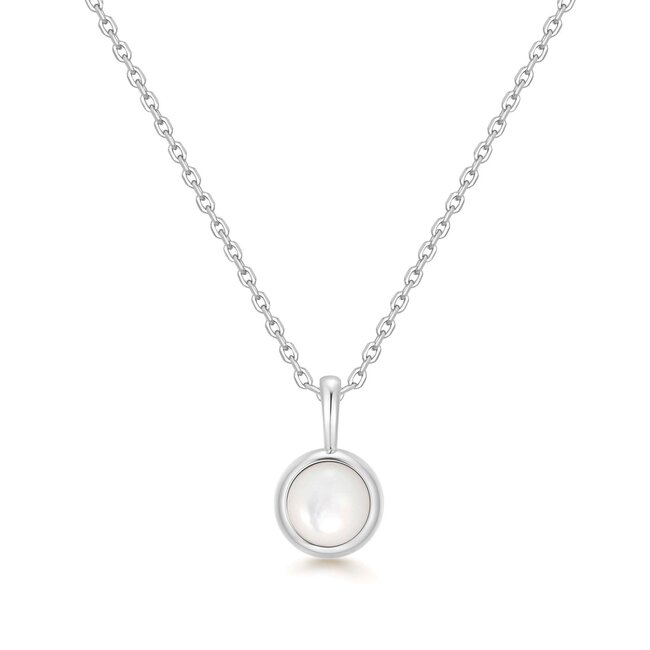 Zilveren anker schakelketting met een zoetwaterparel 48 cm